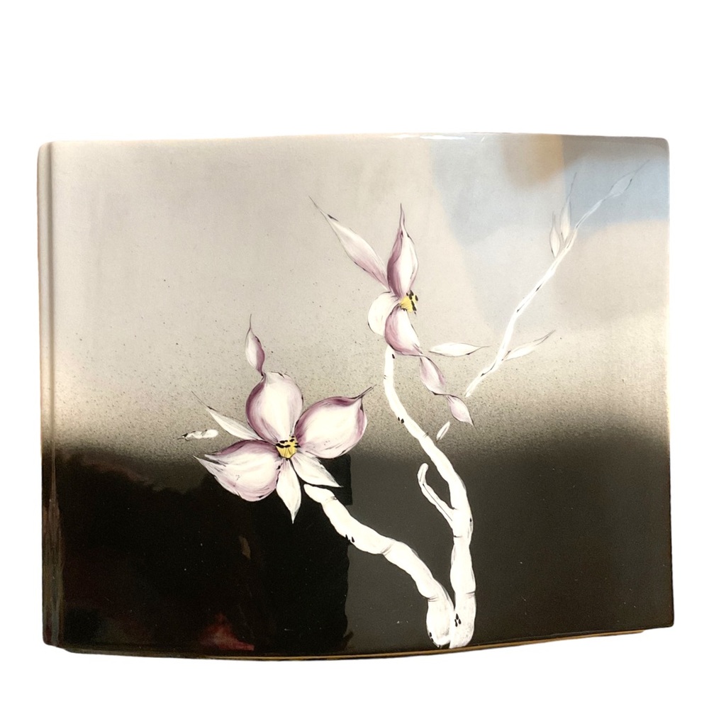 Vintage American Pottery Vase Barbara Baatz Signed Original Orchid Wave